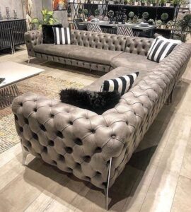 Linen Upholstered Sofa with Tapered Legs