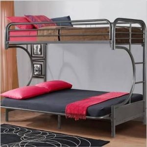 MetallicTriple Bunk Bed with Ladder