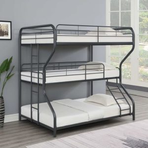 Metallic Triple Bunk Bed with Ladder