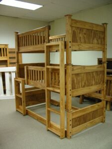 Natural Wood Finish Triple Bunk Bed