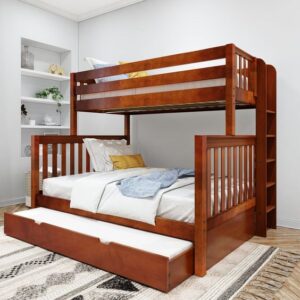 Rustic Triple Decker Bed with Built-In Drawers