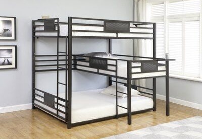 Metallic Triple Loft Bed with Storage