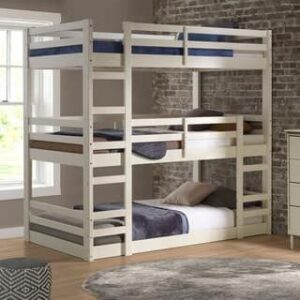 Wooden Triple Decker Bed with Bookshelves
