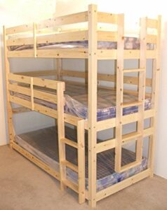 Wooden Triple Decker Bed with Bookshelves