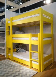 Contemporary Wooden Triple Decker Bed with Bookshelves