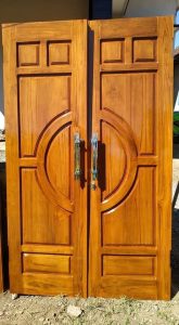 Art Deco-Inspired Wooden Door with Geometric Patterns