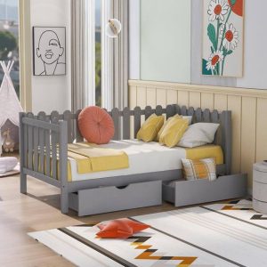 Wooden Daybed with Storage Drawers