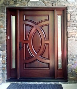 Art Deco-Inspired Wooden Door with Geometric Patterns