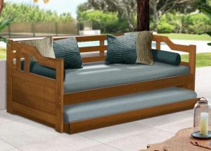 Traditional Wooden Daybed with Carved Details