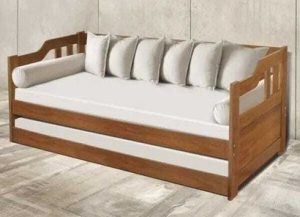 Traditional Wooden Daybed with Carved Details