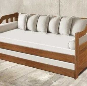 Traditional Wooden Daybed with Carved Details