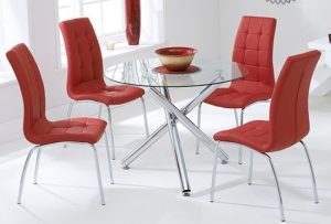 Compact Glass and Chrome Dining Table