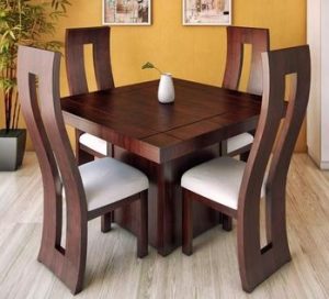 Compact Square Wooden Dining Table