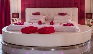 Contemporary Leather Upholstered Round Bed