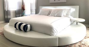 Contemporary Leather Upholstered Round Bed