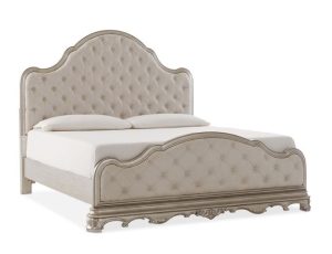 Distressed White Sleigh Bed