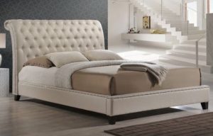 Gray Fabric Sleigh Bed