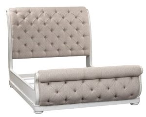 Gray Fabric Sleigh Bed