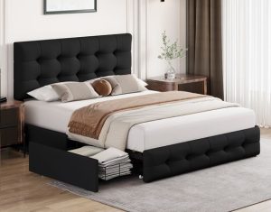 Grey Upholstered Storage Bed