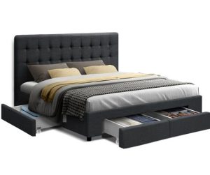 Grey Upholstered Storage Bed