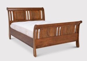 Low-Profile Sleigh Bed in Walnut
