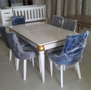 Luxury 2-Tone Upholstered Dining Table