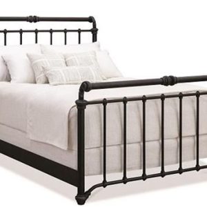 Metal Sleigh Bed in Matte Black
