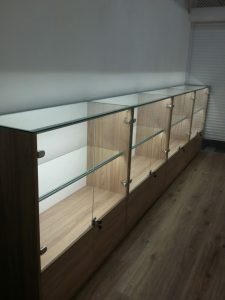 Modern Glass Display Counter with LED Lighting