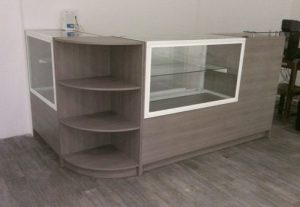 Modern Glass Display Counter with LED Lighting