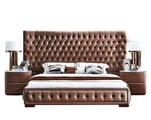 Nailhead Trim Upholstered Wingback Bed