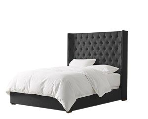 Nailhead Trim Upholstered Wingback Bed