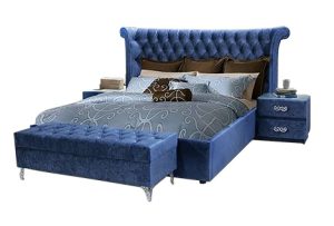 Nailhead Trim Upholstered Wingback Bed