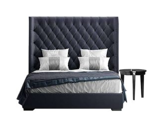 Nailhead Trim Upholstered Wingback Bed