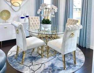 Round Glass top Dining Table
