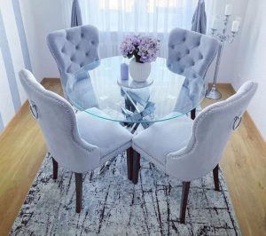 Round Glass top Dining Table