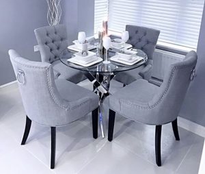 Round Glass top Dining Table