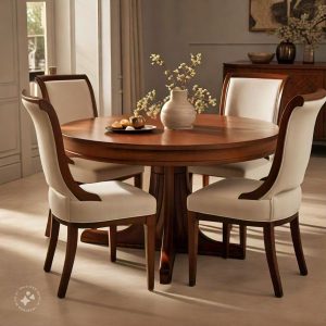 Round Wooden Pedestal Dining Table
