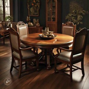 Round Wooden Pedestal Dining Table
