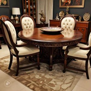 Round Wooden Pedestal Dining Table