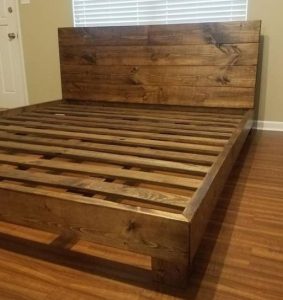 Rustic Charm Wooden Platform Bed