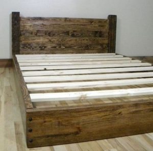 Rustic Charm Wooden Platform Bed