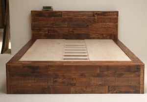 Rustic Charm Wooden Platform Bed