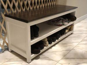 Rustic Wooden Shoe Rack with Bench