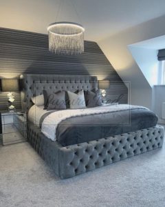 Tufted Headboard Upholstered Bed with Button