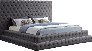 Tufted Headboard Upholstered Bed with Button
