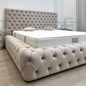 Tufted Headboard Upholstered Bed with Button