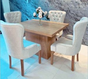 Upholstered 4-Seater Compact Dining Table