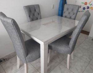 Upholstered 4-Seater Compact Dining Table