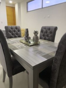 Upholstered 4-Seater Compact Dining Table