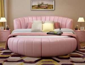 Upholstered Leather Round Bed